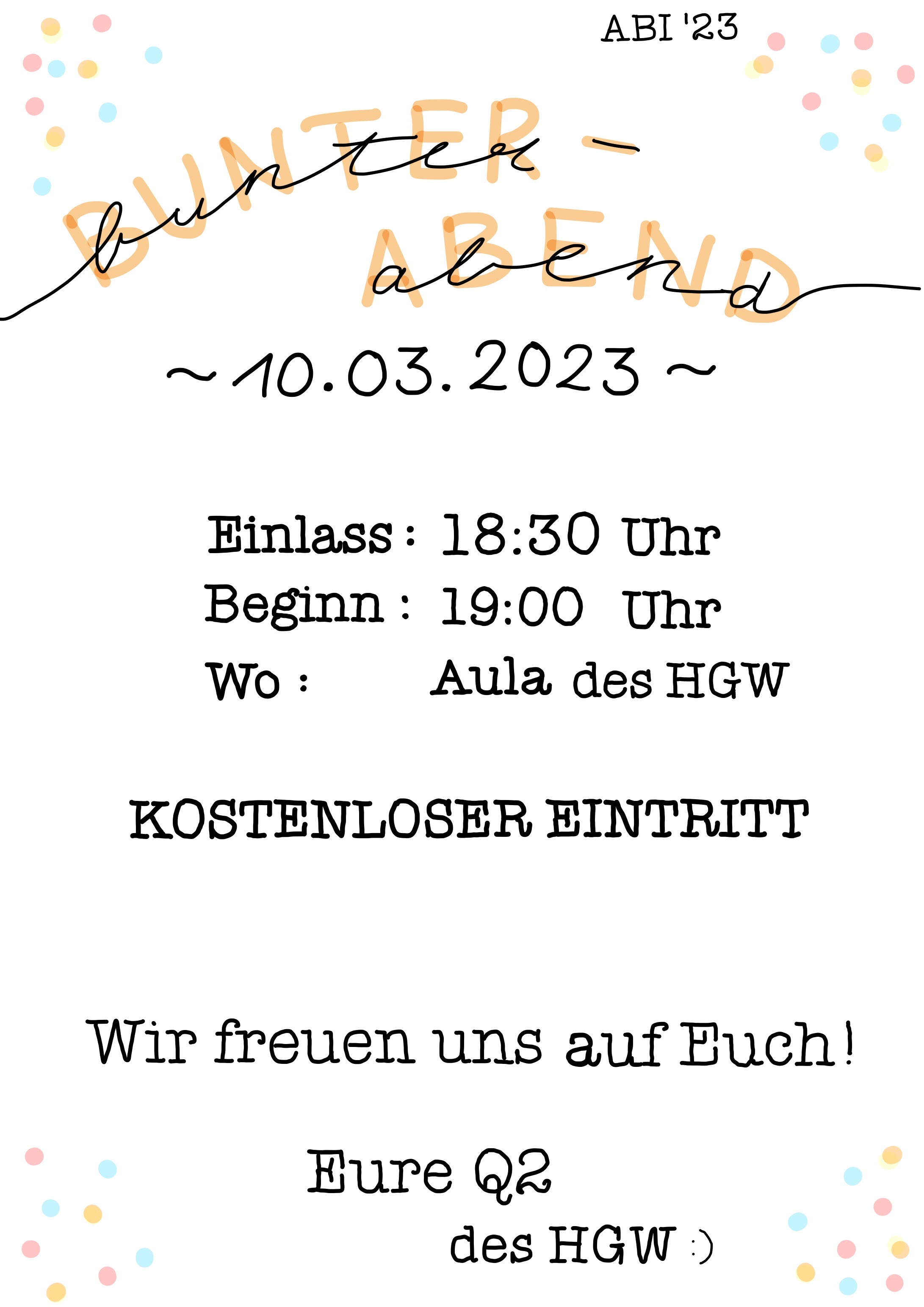 Einladung Bunter Abend 2023